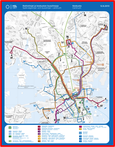 Tram routes and bus stops, Helsinki